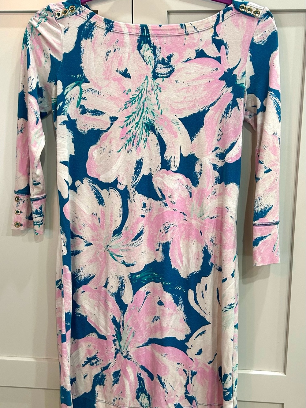 Lilly Pulitzer Blue, Pink & White Floral Midi Dress